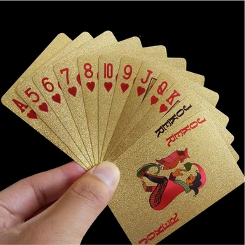 

24K Gold Foil Plastic Playing Cards Poker Game Deck Gold Foil Poker Set Magic Card Waterproof Cards Magic