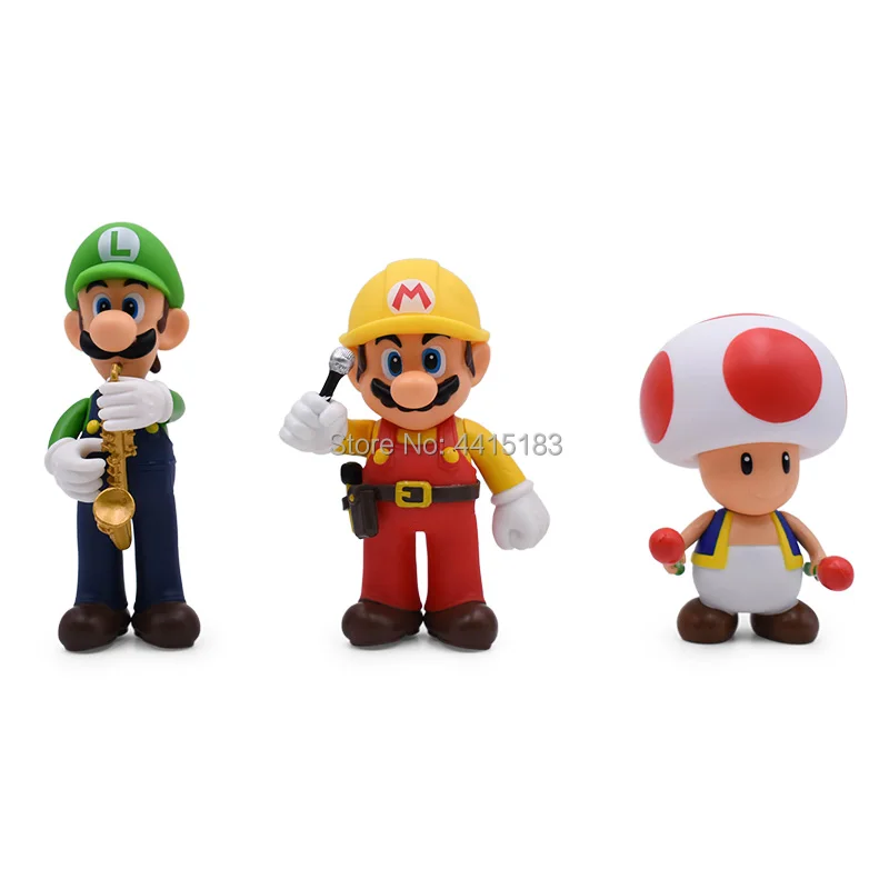 5 PCS/set Anime Music Concert Super Mario Bros Toad Donkey Kong Yoshi Luigi PVC Action Figure Doll Collectible Model Baby Toy