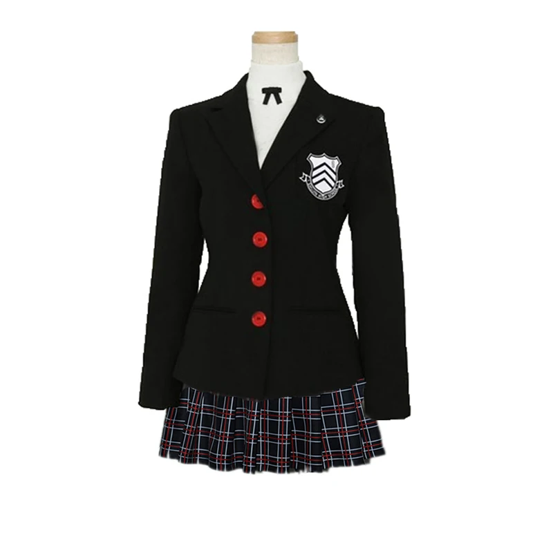 Persona 5 Макото Nijima костюмы для косплея для женщин Школьная форма для девочек топ+ пальто+ юбка
