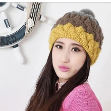 BomHCS зимняя женская теплая вязаная кепка для улицы ручной работы шапочки