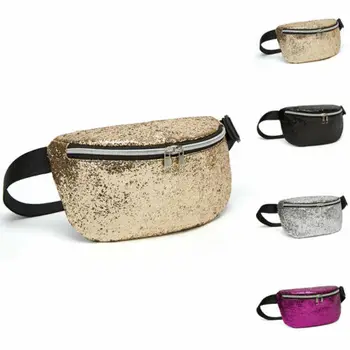 

2019 Women Travel Waist Fanny Pack Money Belt Wallet Glitter Multicolor Bum Bag Pouch Travelling Mobile Phone Bag Waist Packs