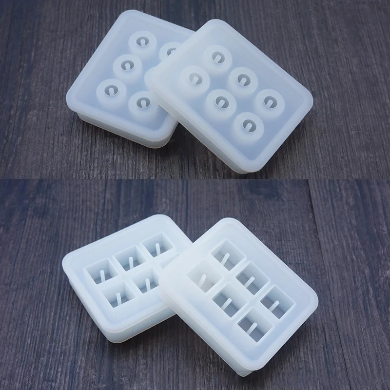 1pc Transparent Rectangle Silicone Beads Mould Square Ball 6 Hanging Holes DIY Epoxy Jewelry Mold resin molds for jewelry