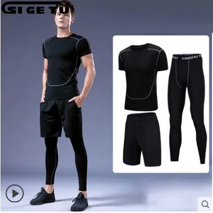 

Compression Running Sports Training Tight T-Shirts + Pants for Bodybuilding Workout Clothes Joggers Skinning Gym training wear