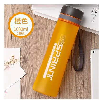 1000ml A orange Вместительная, пластиковая вместительная бутылка для воды ручной канат портативная Студенческая Спортивная бутылка для улицы большая дорожная бутылка бесплатно BPA 1000 мл - Цвет: 1000ml A orange