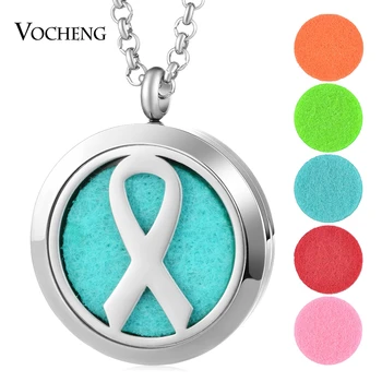 

10pcs/lot Essential Oil Diffuse Locket Necklace Aroma Ribbon 316L Stainless Steel Pendant Magnetic 30mm with Felt Pad VA-990*10