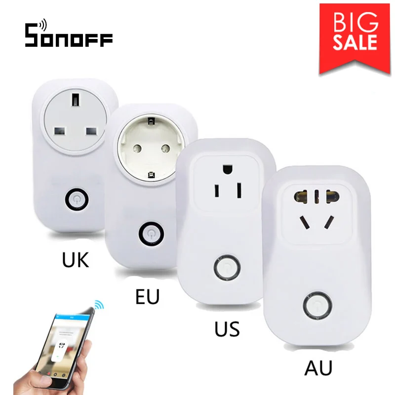 

Sonoff S20 Wifi Power Socket Switch Wireless APP Remote Socket Outlet Timing Switch for Smart Home Work with Google home & Alexa