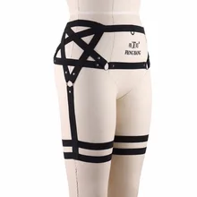 Пентаграмма подвязки эластичные ремни для ног готичные подвязки панк нательные бретели заклепки Связывание трусики 90's носок подвязки P0130