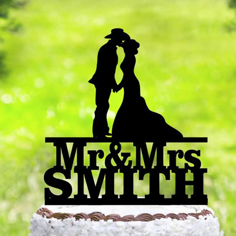 Cake Toppers Picks Paper Party Supplies Custom Cowboy Wedding Cake Toppermr And Mrs Wedding Cake Topper Personlized Bride And Groom Cake Toppercowboy Party
