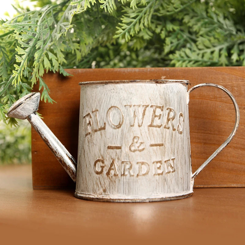 JX-LCLYL Vintage Bucket Flower Pot Planter Succulent Plant Flowerpot Home Garden Decor