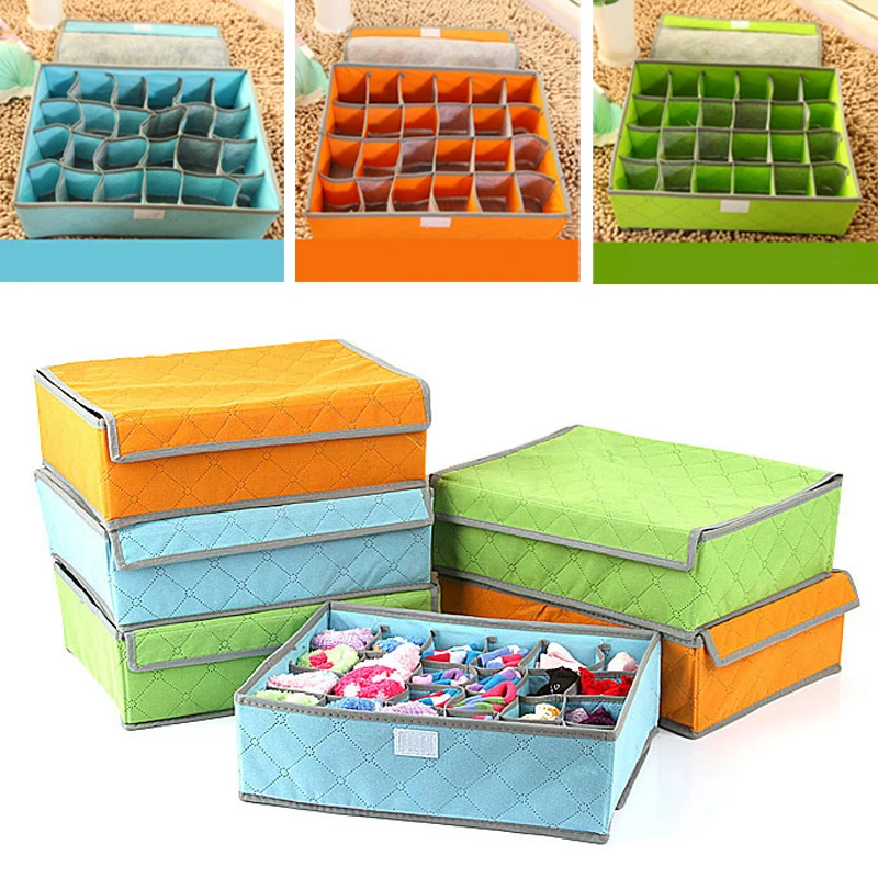 Foldable Colorful Bamboo Nonwoven Storage Box For Underwear Socks Tie