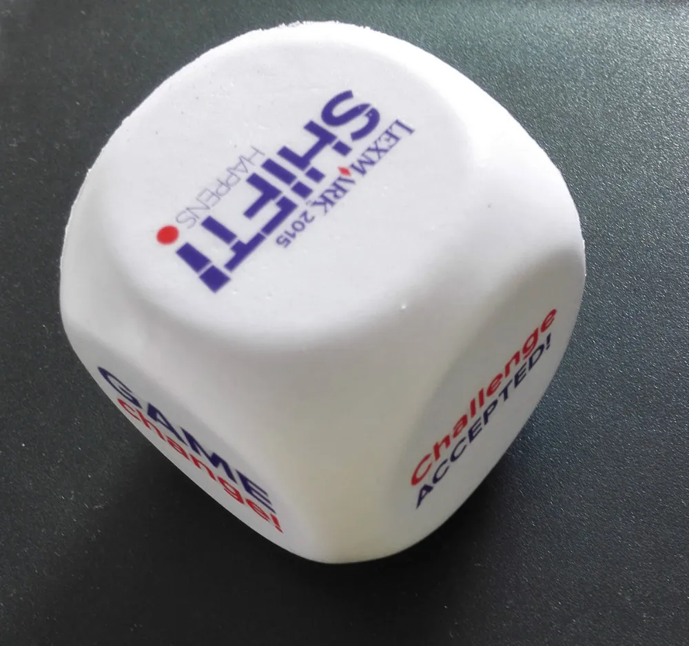 OEM 5.5cm pu foam material pu dice stress ball,dice anti stress ball,promotion gifts,in printing
