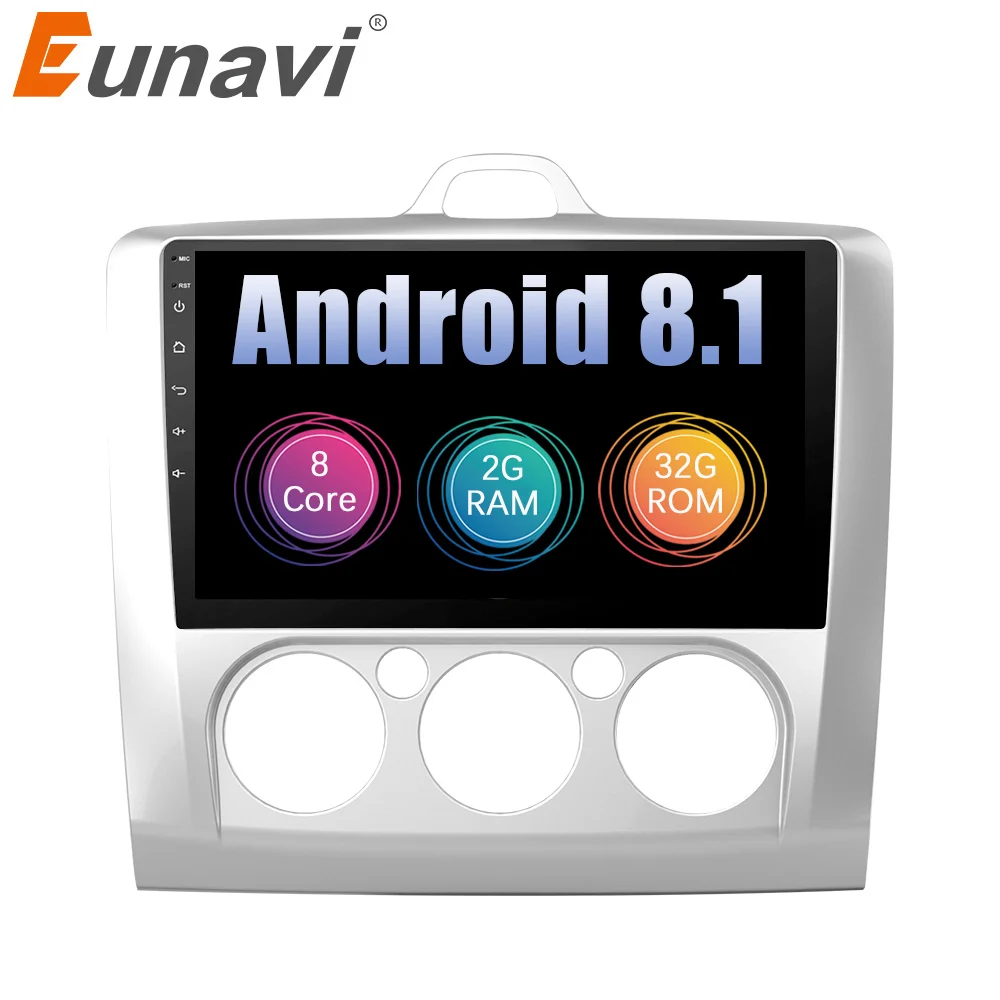 Eunavi 2 din 9 'ɺndroid 8 1 0 автомобильный dvd мультимедийный плеер gps навигация для Ford