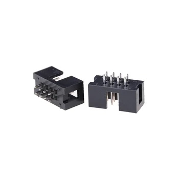 

High Quality 10PCS/Lot DC3 6/8/10 Pin Double Row Pitch 2.54mm Double-spaced Straight Pin Male IDC Socket Box Header Connector