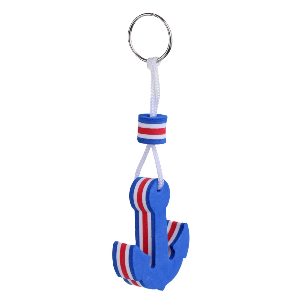 Kayak Boating Sea Fishing Water Floating Keyring Buoyant Keychain Marine Sailing Boat Key Ring Anchor Shape Blue