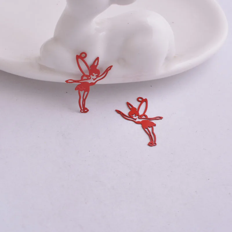 50 шт. AC971 20 мм* 15 мм латунная горчица летающая фея амулеты окрашенные DIY Изготовление ювелирных изделий - Окраска металла: Red