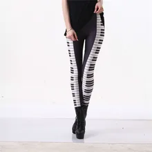 Piano Leggings Black White Stripe Sexy Leg Hot 3D Graphic Printed Music Keys Fitness Leggings Pants Gymwear Funky Capris S-4XL