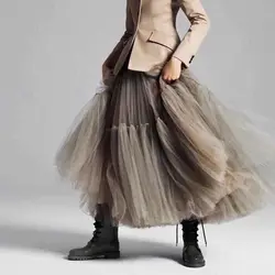 2019 Новая женская юбка из вуали в консервативном стиле, милая повседневная юбка до середины икры, модные женские юбки