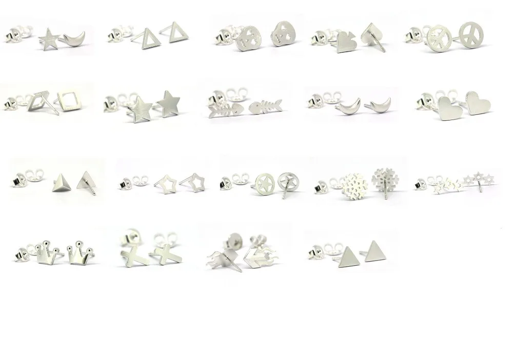 Серьги-гвоздики из твердого стерлингового серебра