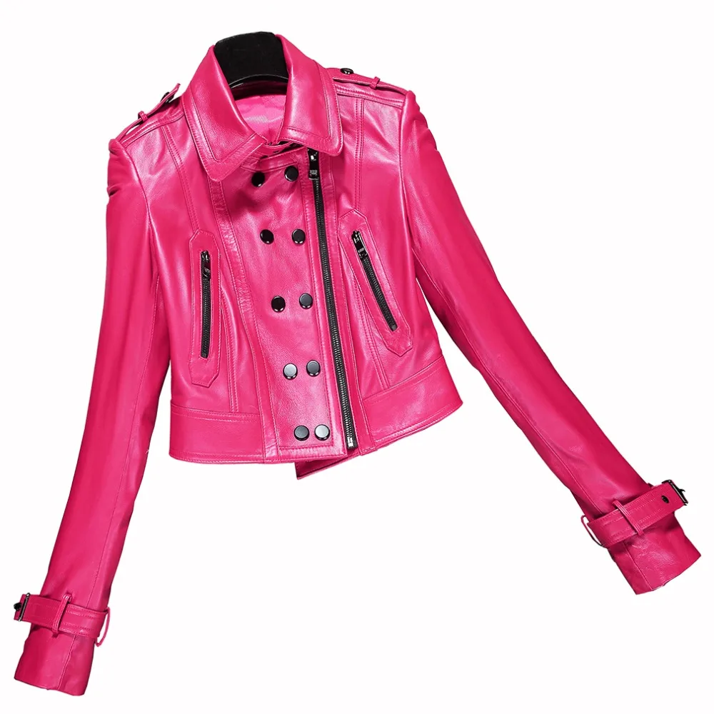 Женская короткая мотоциклетная куртка из натуральной кожи|jacket women|jacket designerjacket women