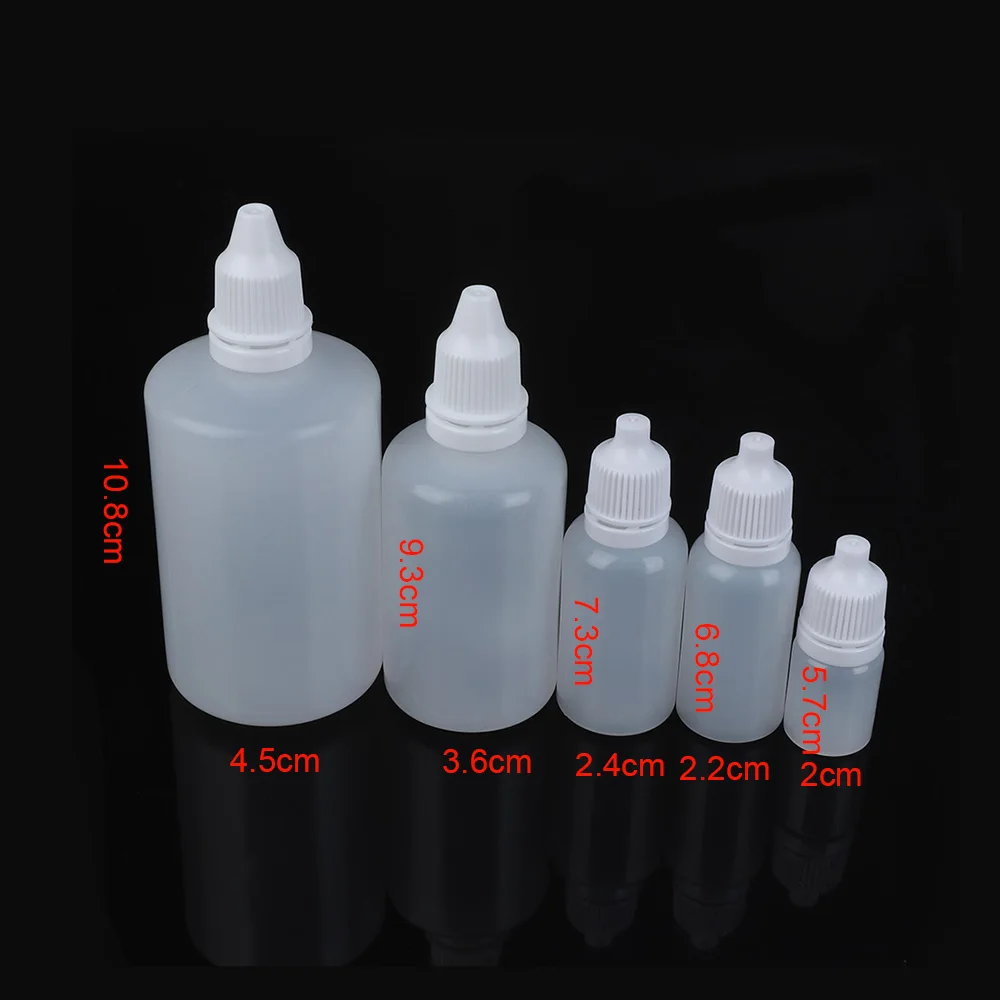 

1PC 5/10/15/20/50/100ml Squeeze Bottle Empty Plastic Eye Dropper Liquid Sample Bottle Glue Applicator Paper Qu Craft Tool DIY