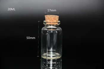 

200pcs 30*50mm 20ml Clear Glass Bottle Vials Empty Sample Jars with Cork Stoppers for DIY Craft Weddings Home Party Decoration