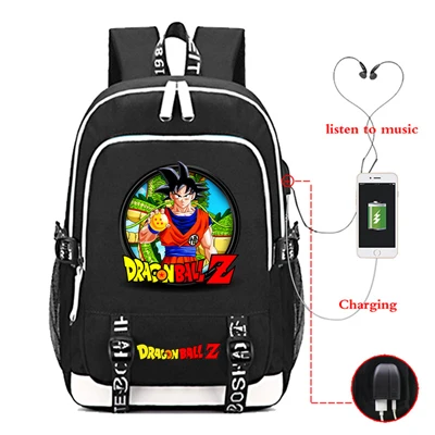 Цифровой мультфильм Dragon Ball Z классная, с принтом подростков мальчиков девочек USB зарядные устройства рюкзак для путешествий на открытом воздухе Рюкзаки большой емкости