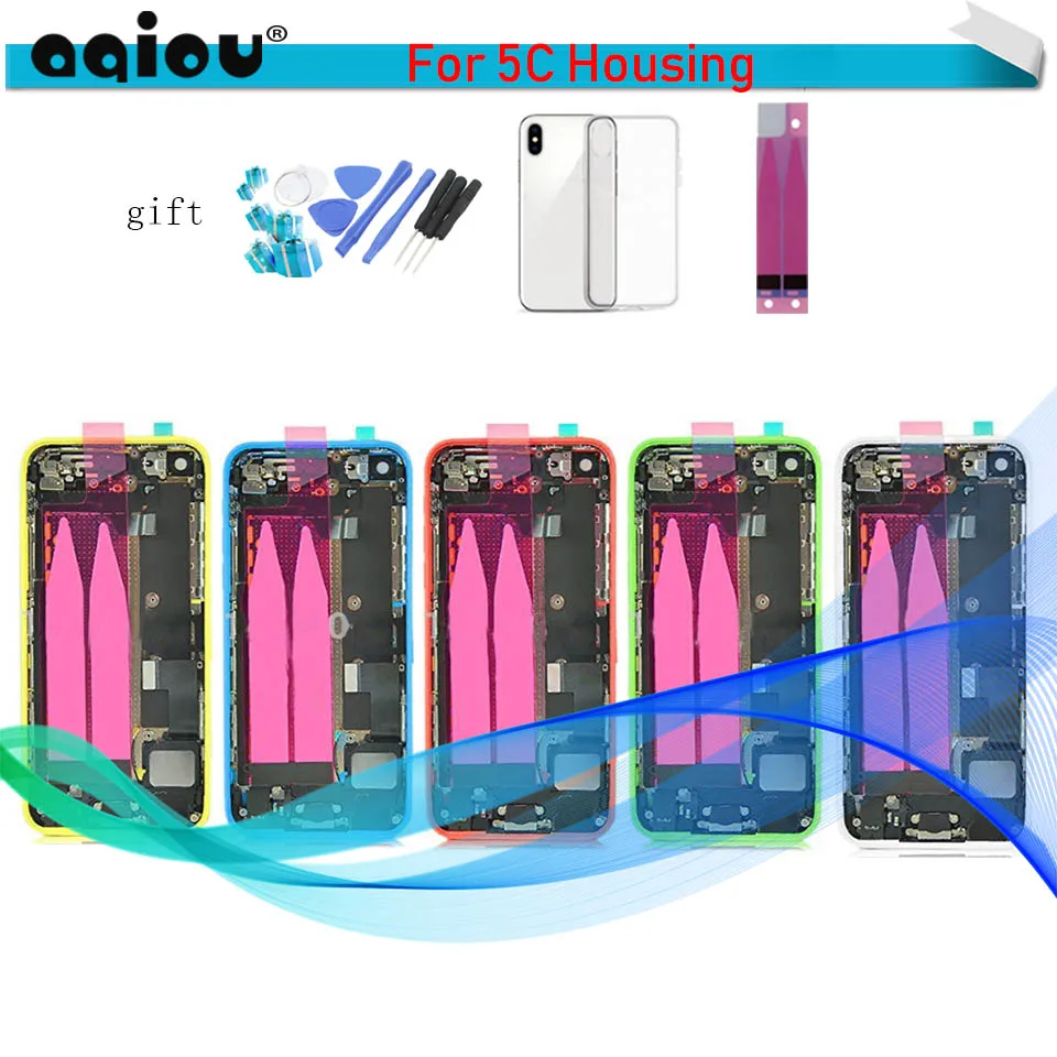 

New For iphone 5C Back Middle Frame Chassis Full Housing Assembly Battery Cover with Flex Cable