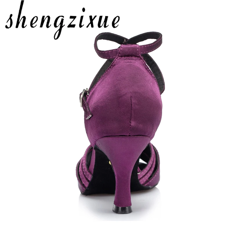 Shengzixue/Женская атласная танцевальная обувь фиолетового и зеленого цвета с бантом