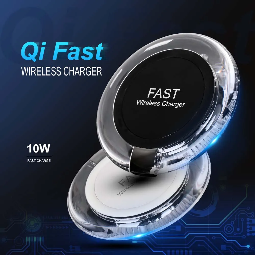 10W Fast Wireless Charger For Samsung Galaxy S10 S9 S8 Note 9 8 Xiaomi Mi8 Qi Wireless Charging Pad For iPhone Xr XS Max 8 Plus