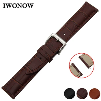 

Genuine Leather Watch Band 18mm 20mm 22mm Universal Watchband Pin Buckle Strap Quick Release Wrist Belt Bracelet Black Brown