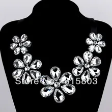 Модный кристалл цветок черный кружево Коренастый Цепочки И Ожерелья соответствующие для модных платьев воротник