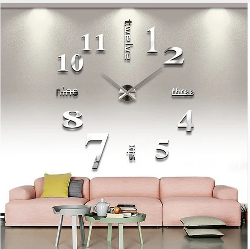 

3D Luminous Real Big Wall Clock Rushed Mirror Wall Sticker Diy Living Room Home Decor Fashion Watches Quartz Large Wall Clocks 4