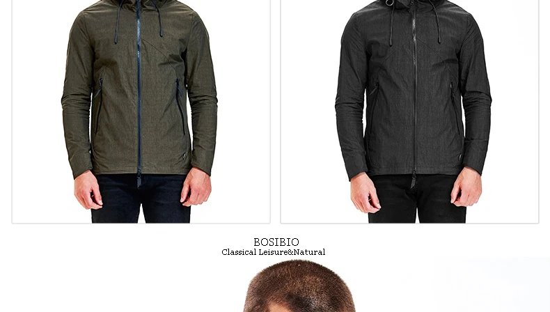 BOSIBIO, мужские куртки с капюшоном, весна-осень, одноцветные, модные пальто, мужские, повседневные, тонкие, черные, армейские, зеленые куртки, высокое качество, 4XL 9202