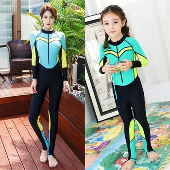 

2019 MEIYIER stock family matching swimsuit mother daughter One-piece full body UV surf swimwear for women girls bathingsuit