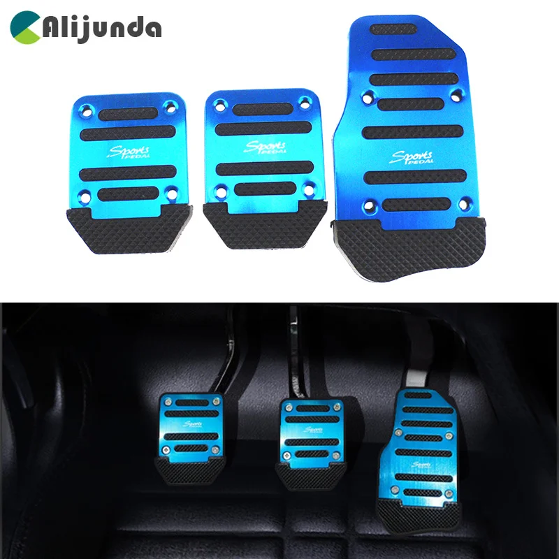 

Universal Aluminum Gear AT MT Anti-slip Auto Pedal Cover Set Pedal Red / Blue / Silver car styling