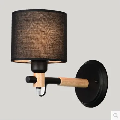 

Wall Sconce Modern LED Wall Lights Fixtures Fabric Lampshade For Bedroom Wooden Beside Lamp Arandela Lamparas Pared