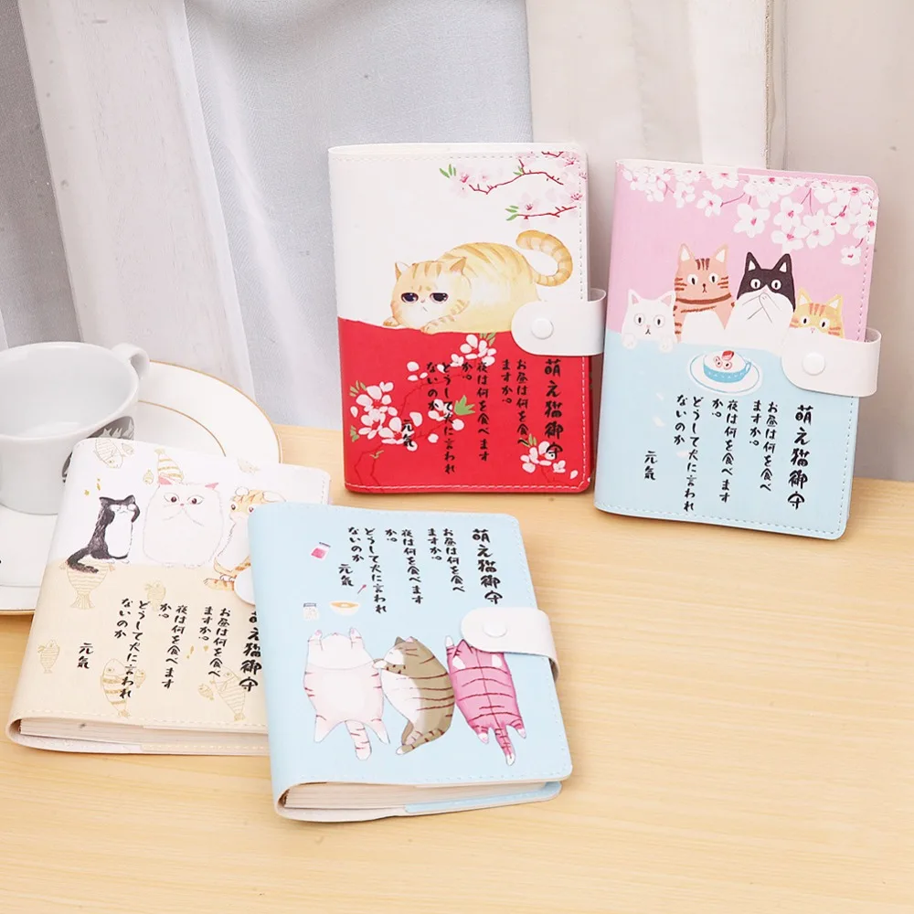 

365 Planner Mini A6 Cute Kawaii Cat Book Cover Japanese Journal Travelers Planner Paper Notebooks Diary With Lock Stationery