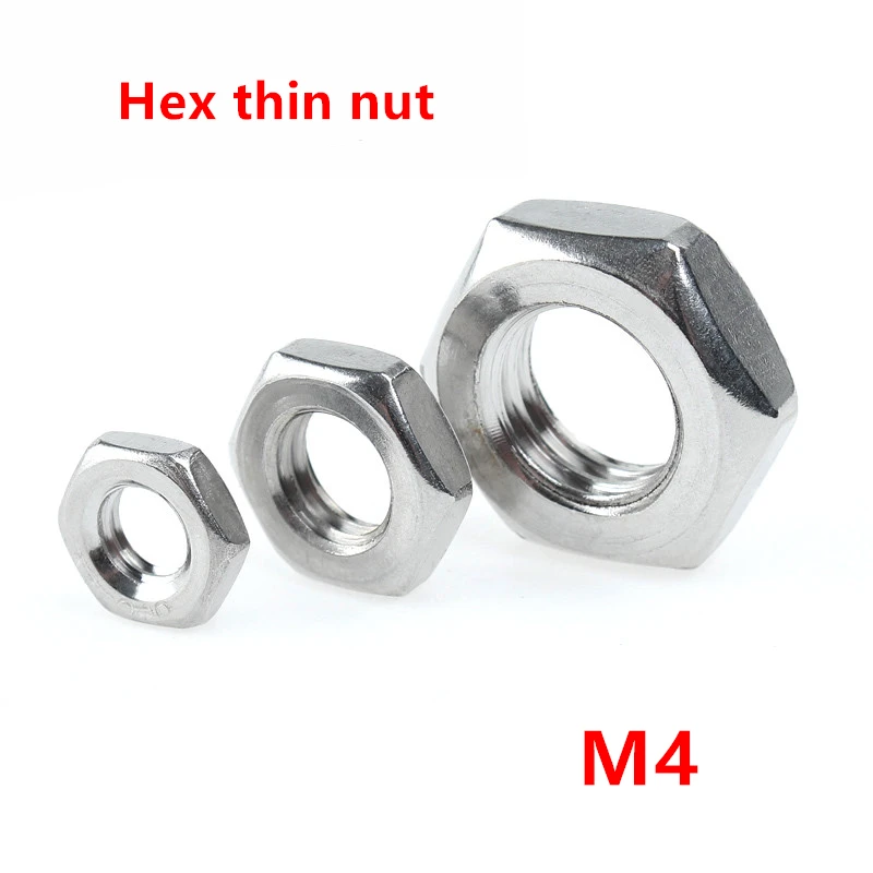 

100pcs M4 Hex nut DIN439 A2-70 stainless steel SUS304 Hexagon Hex Thin Nut