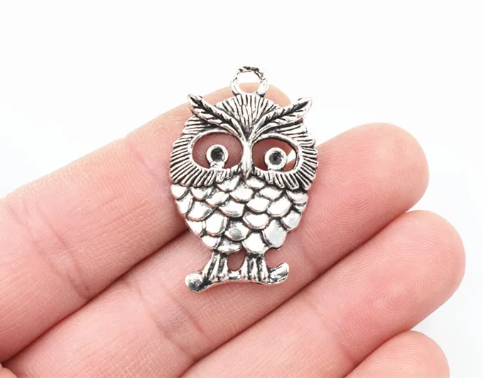 

36x23mm 10pcs/lot Antique Sliver Plated Owl Handmade Charms Pendant:DIY for bracelet necklace-R5-15
