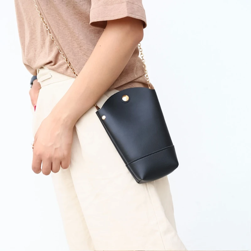 

2018 Women Mini Crossbody Mobile Phone Shoulder Bag Leather Messenger Bag Metal Chain Pouch Wallet Purse Girls Fashion Lovely