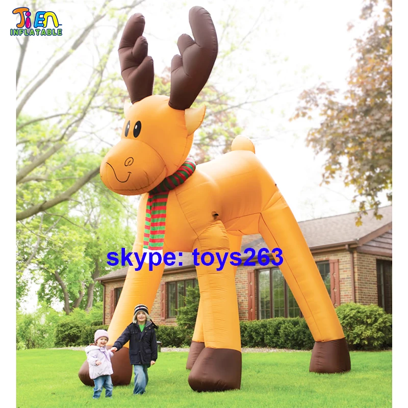 8m/9m/10m high giant inflatable christmas reindeer santa claus's sledge