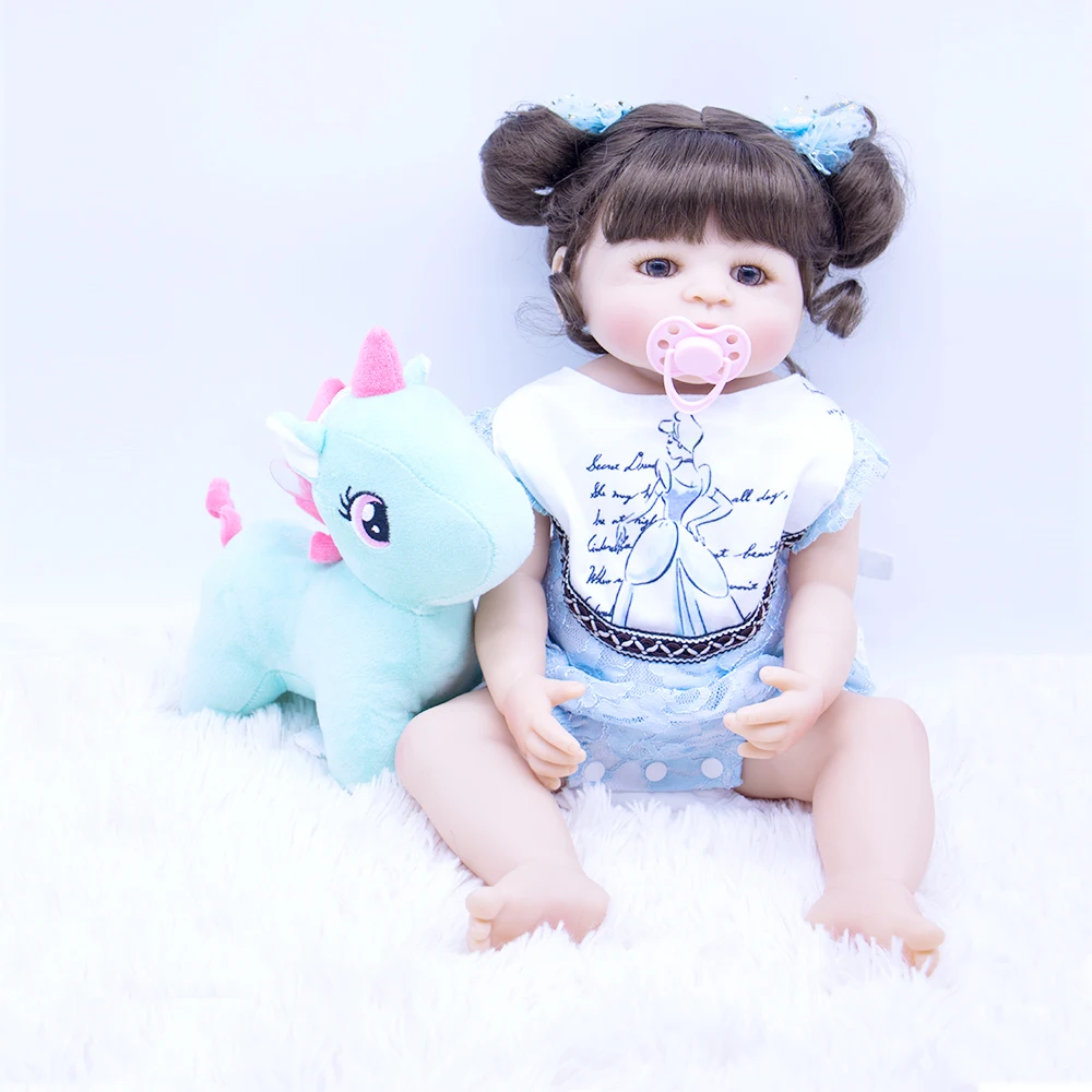 55 см полное тело силиконовые Reborn Baby Doll игрушки 23 дюйма bonecas bathe новорожденная принцесса Bebe живые Младенцы подарок игрушка