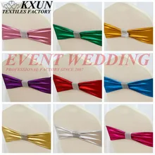 Металлическое бронзовое покрытие лайкра эластичная повязка на стул пояс галстук бабочка включает в себя сетку пряжки для свадьбы украшение для стула