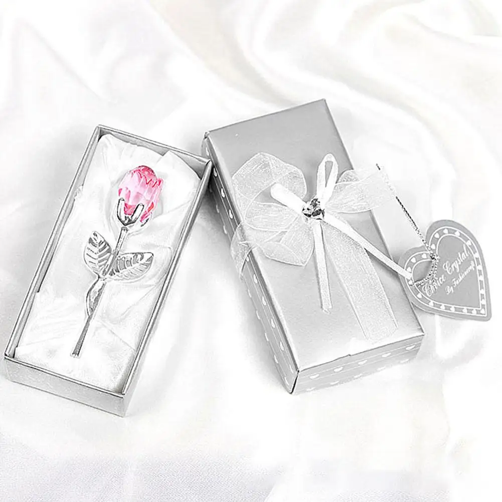 

Valentine & Mother's Day Gift Crystal Glass Rose Flower Lover's Rose Artificial Flowers Figurines Craft Rose Wedding Decoration