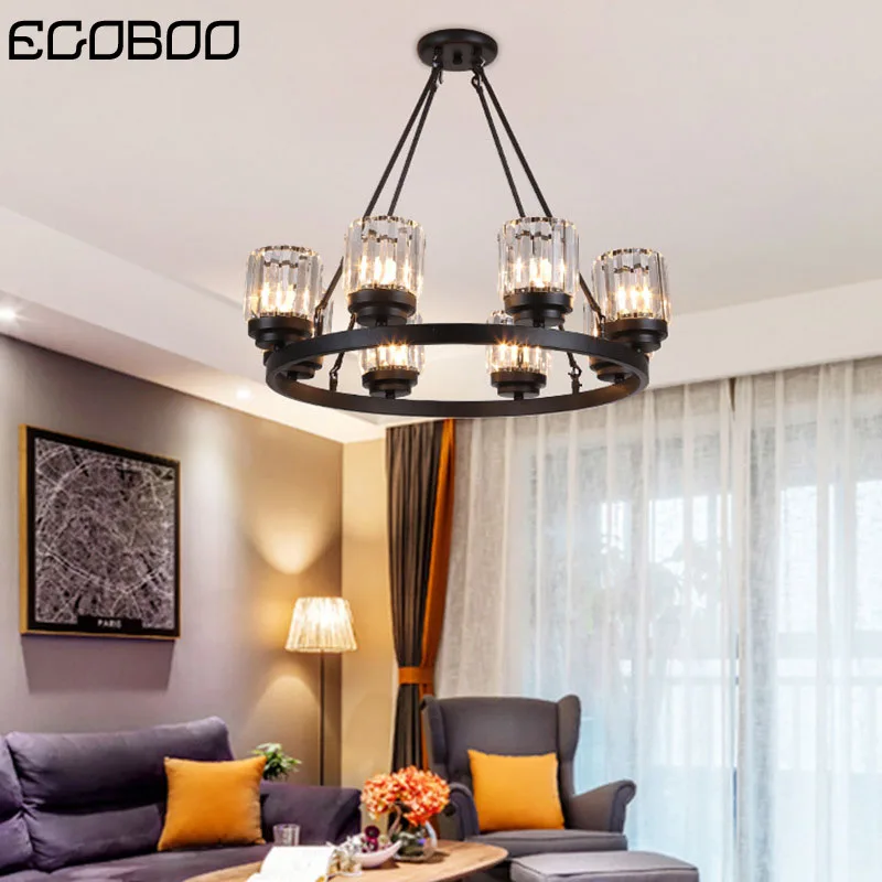 

Modern LED crystal chandelier E27 bulb 3/6/8/10 head retro hotel restaurant bedroom living room lighting wrought iron home decor
