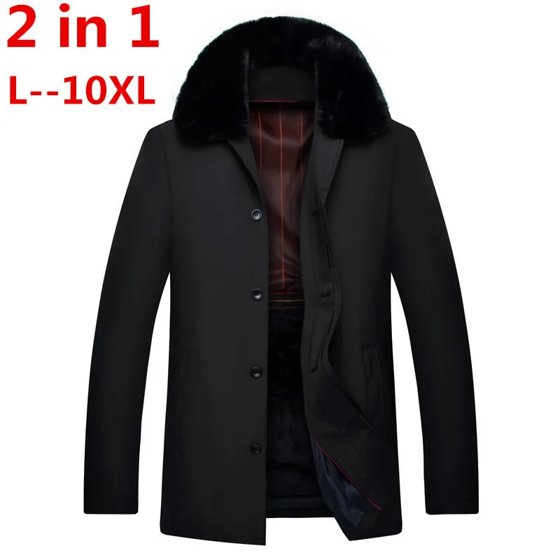 2 в 1 плюс 10XL 8XL 6XL FIT-25 'C брендовая зимняя куртка мужская новая парка пальто мужская пуховая сохраняющая тепло Мода Большой размер 5xl 4x - Цвет: 2