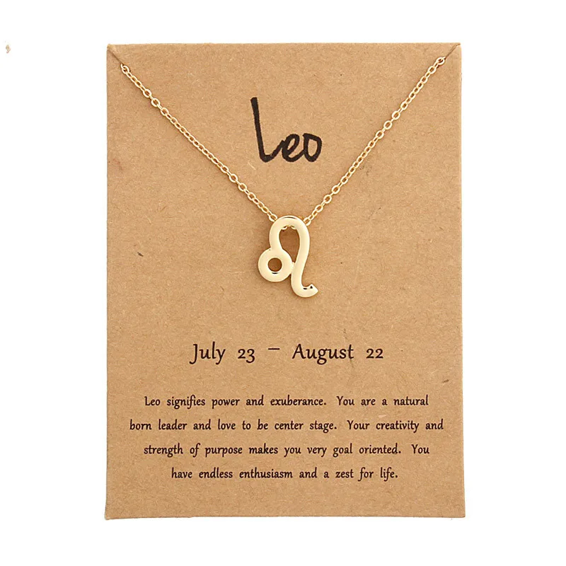 Lucky 12 Созвездие Кулон «Стрелец» ожерелье s ожерелье созвездия Дева подарок на день рождения открытка для женщин Девушка ювелирные изделия - Окраска металла: Leo