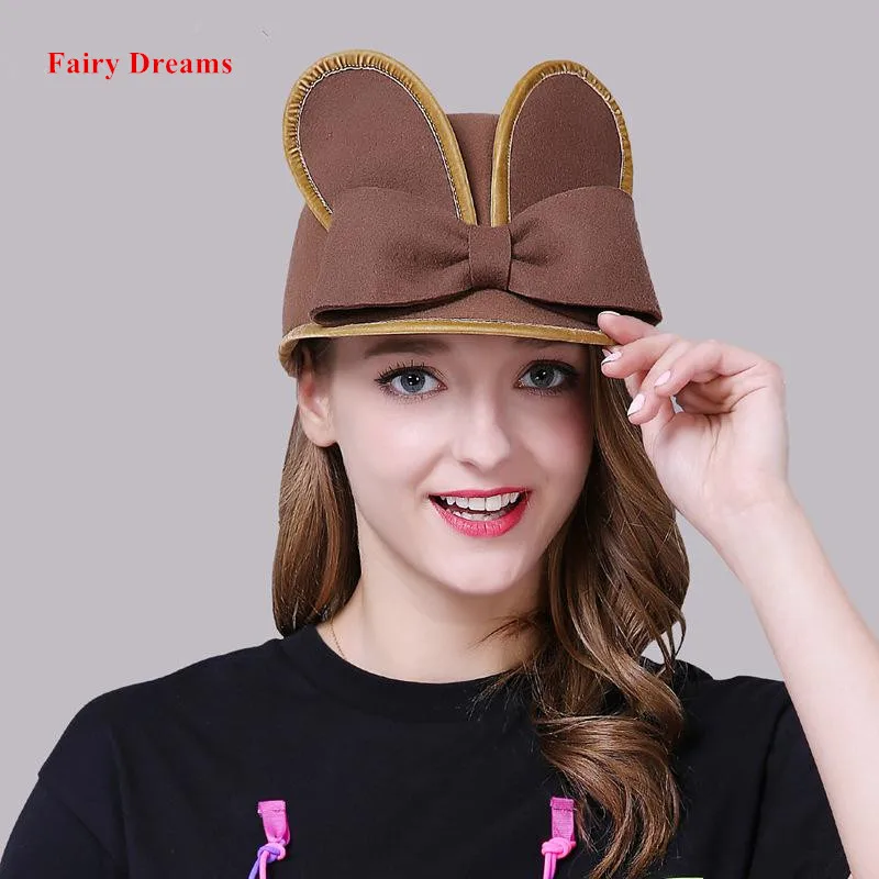 Fairy Dreams Wool Caps Spring Autumn Winter Women Cute Visors With Bow