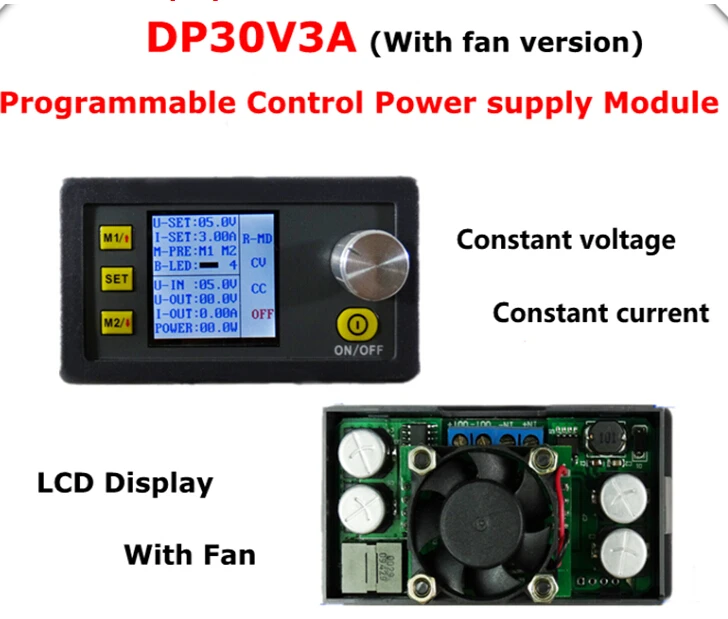 

5pcs LCD Digital display DP30V3A Step-down Programmable Power Supply Constant Voltage current converter voltmeter with fan 10%