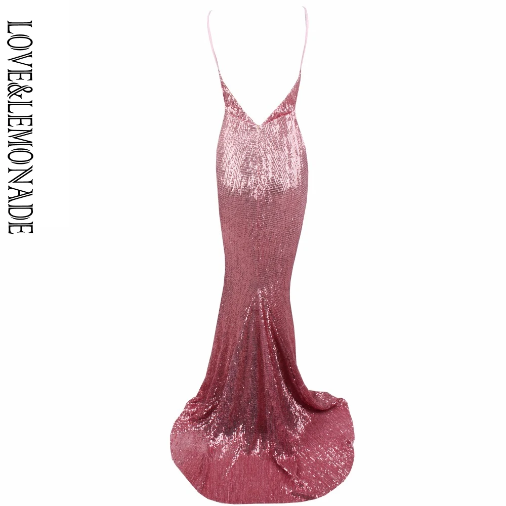 Love& Lemonade розовое эластичное платье с v-образным вырезом и блестками LM0042